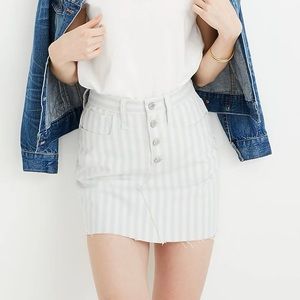 Madewell Stretch A-Line Mini Skirt in Pompano Stripe: Button Front Edition